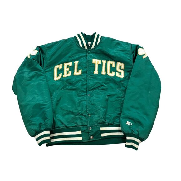 Vintage 1980's Starter Boston Celtics NBA Satin Jacket Green Men's Large - Picture 1 of 10